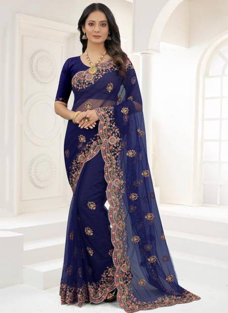 Blue Colour EMERGING Fancy Stylish Designer Party Wear Saree Collection 1274
